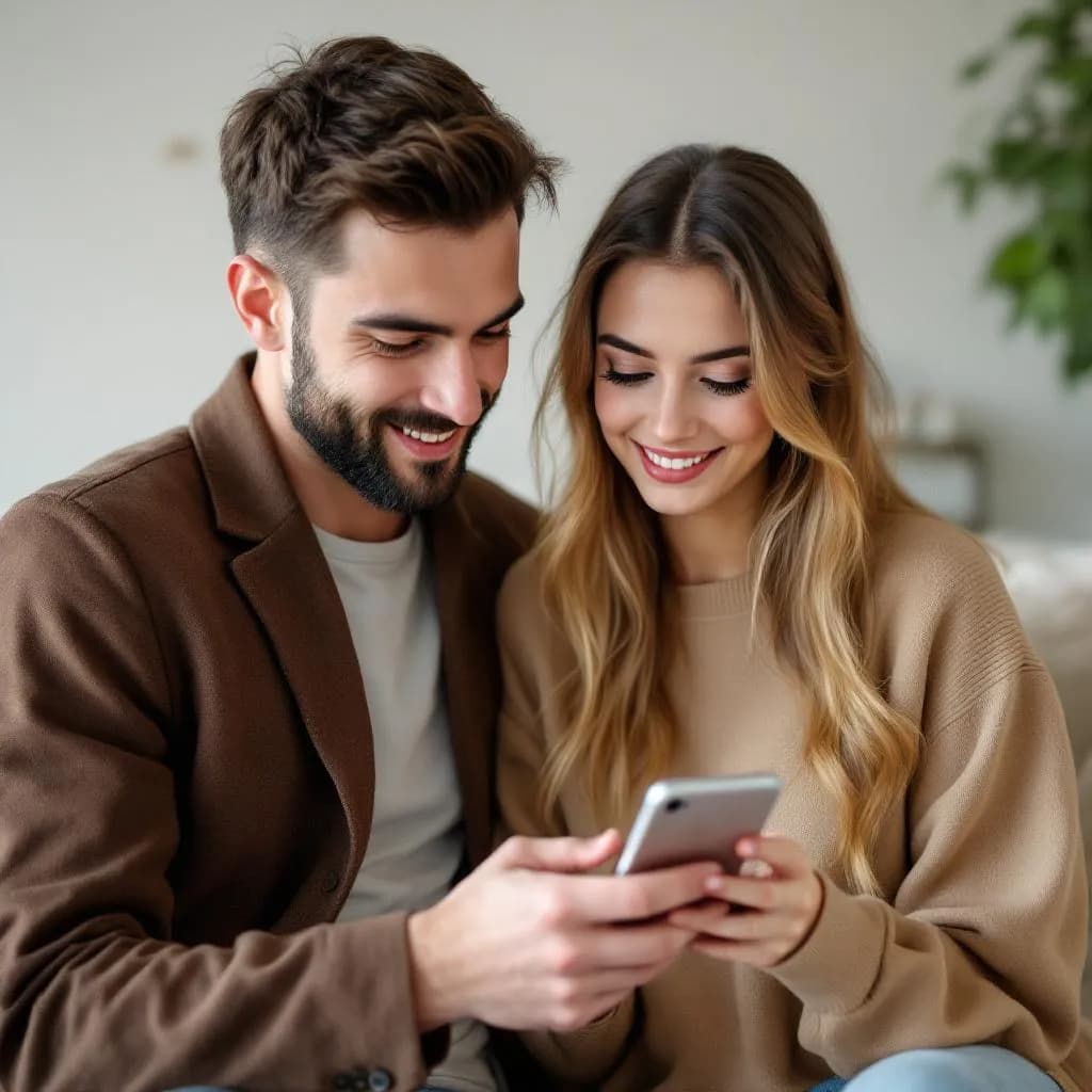 Couple Using Emojis and GIFs in Dating
